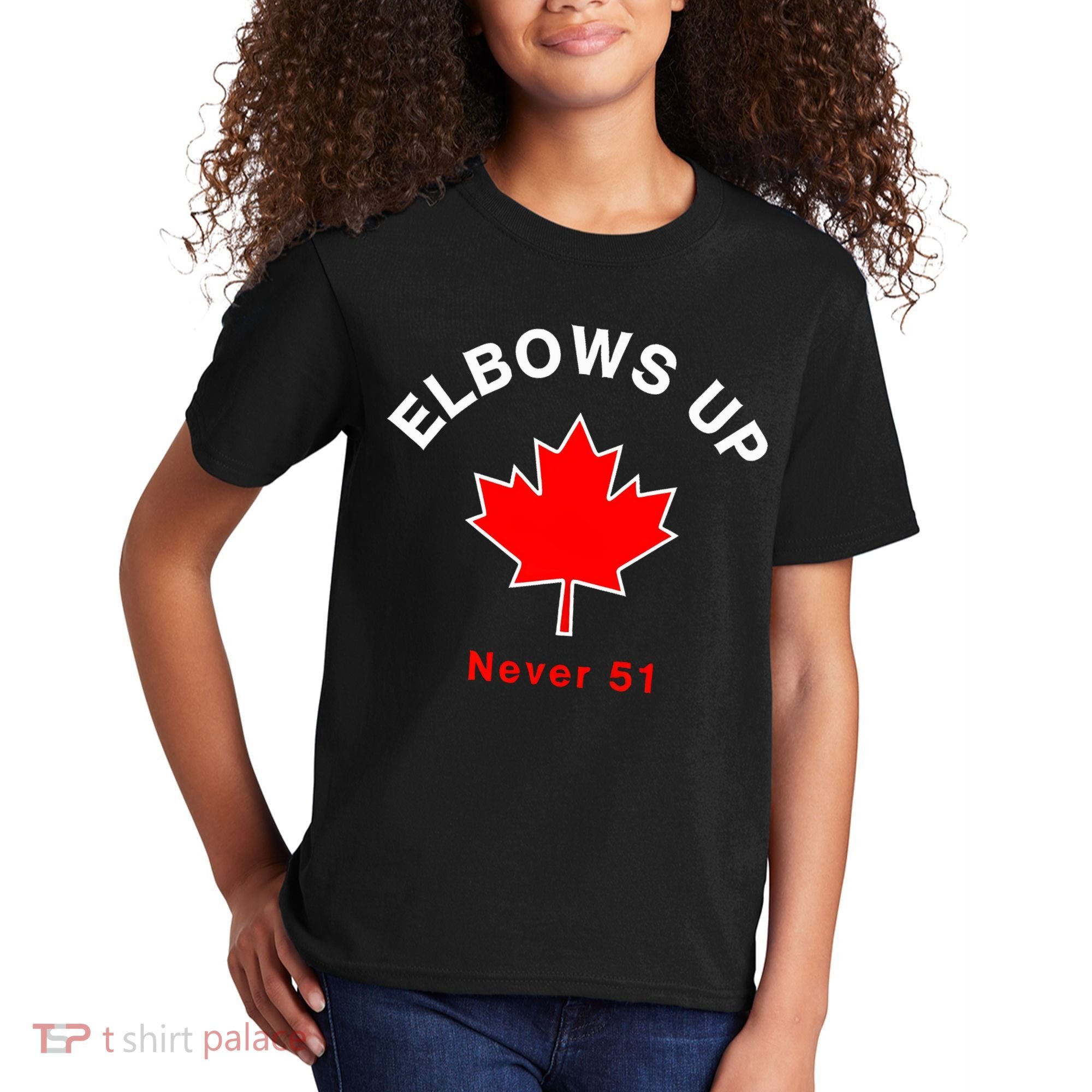 Elbows Up Never 51 Canada Flag Stand Strong Kids T-Shirt