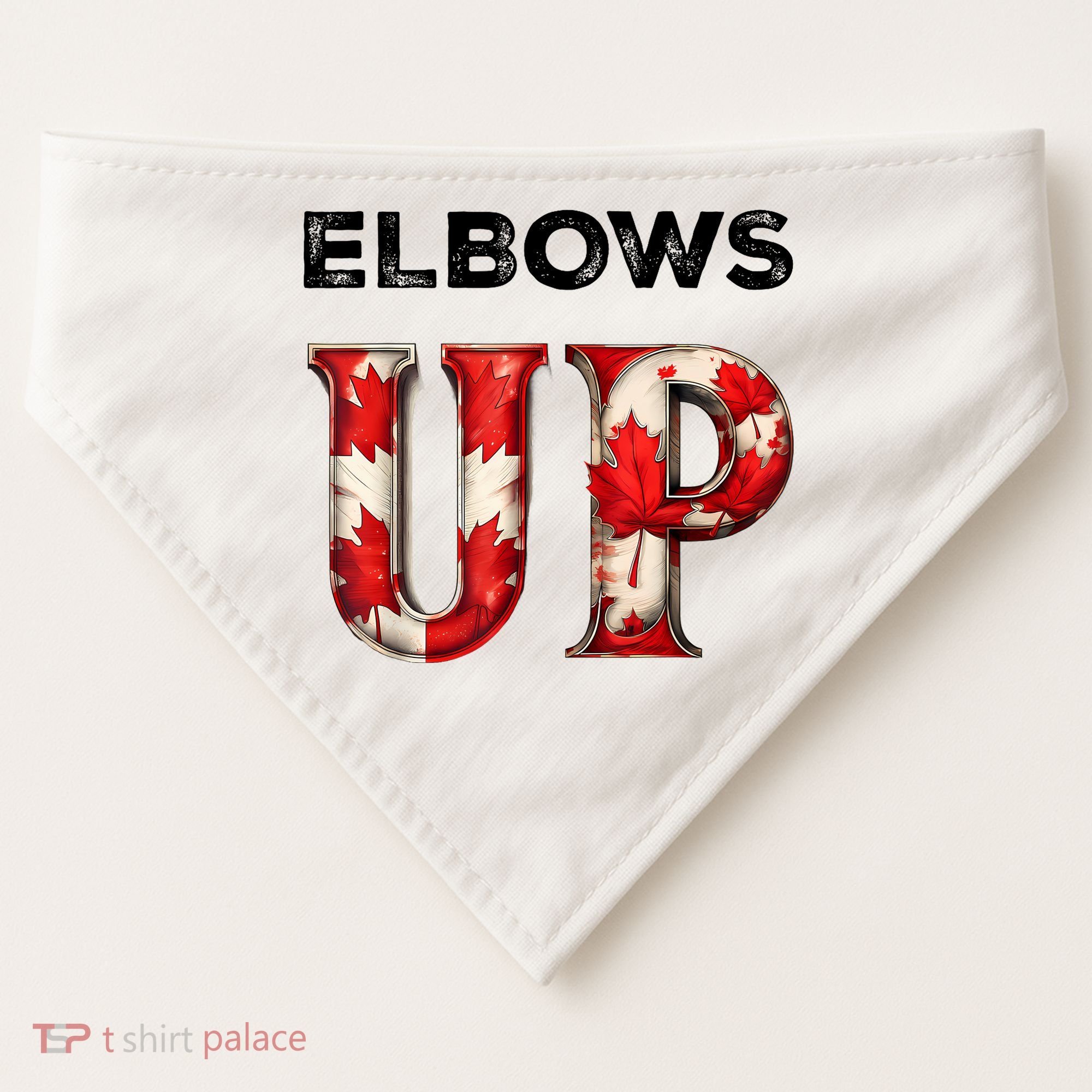 Elbows Up Proud Canadians Against Tariffs USA-Made Doggie Bandana