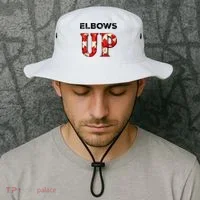 Elbows Up Proud Canadians Against Tariffs Bucket Hat thumb 2
