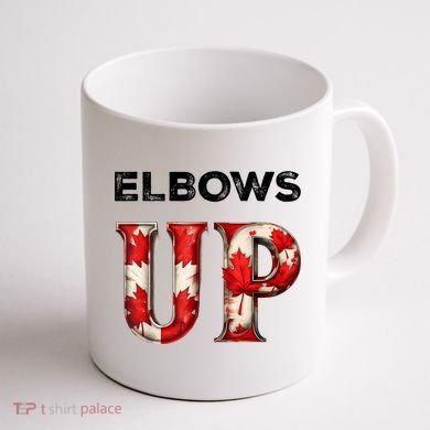 Elbows Up Proud Canadians Against Tariffs Coffee Mug back
