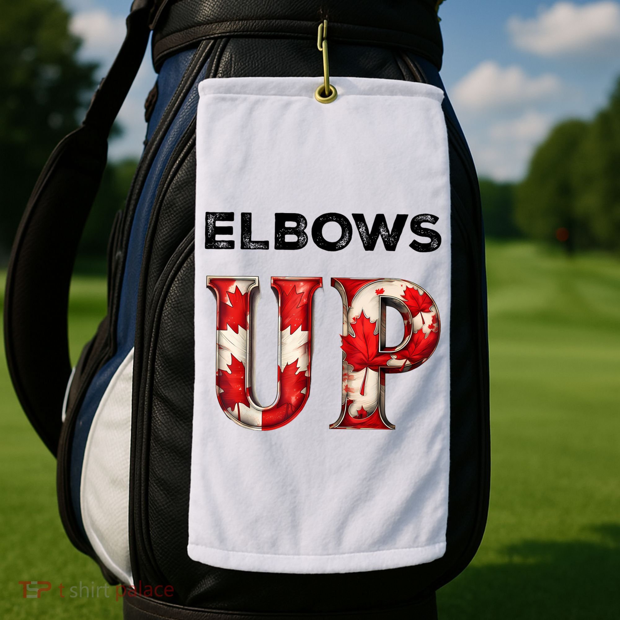 Elbows Up Proud Canadians Against Tariffs Golf Towel