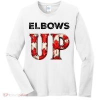 Elbows Up Proud Canadians Against Tariffs Women's Long Sleeve Shirt thumb 0