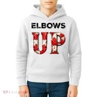 Elbows Up Proud Canadians Against Tariffs Kids Hoodie thumb 4