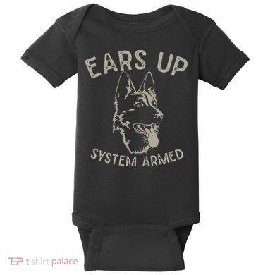 Ears Up System Armed Dog Lover Gift Animal German Shepherd Baby Bodysuit