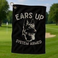 Ears Up System Armed Dog Lover Gift Animal German Shepherd Golf Towel thumb 1