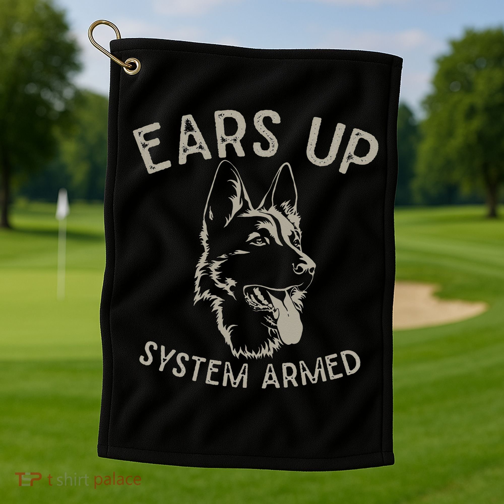 Ears Up System Armed Dog Lover Gift Animal German Shepherd Golf Towel