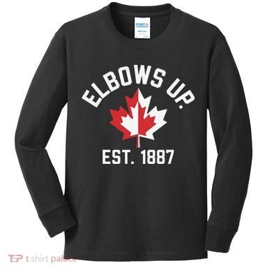 Elbows Up Strong Canada Est 1867 Proud Canadian Kids Long Sleeve Shirt