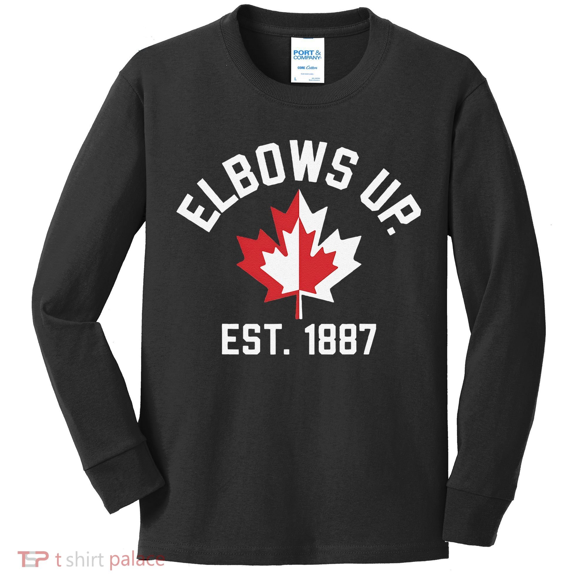 Elbows Up Strong Canada Est 1867 Proud Canadian Kids Long Sleeve Shirt