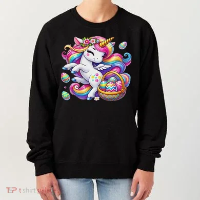 Easter Unicorn With Eggs Happy Easter Cute Women's Sweatshirt