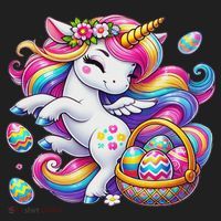 Easter Unicorn With Eggs Happy Easter Cute Women's Sweatshirt thumb 2