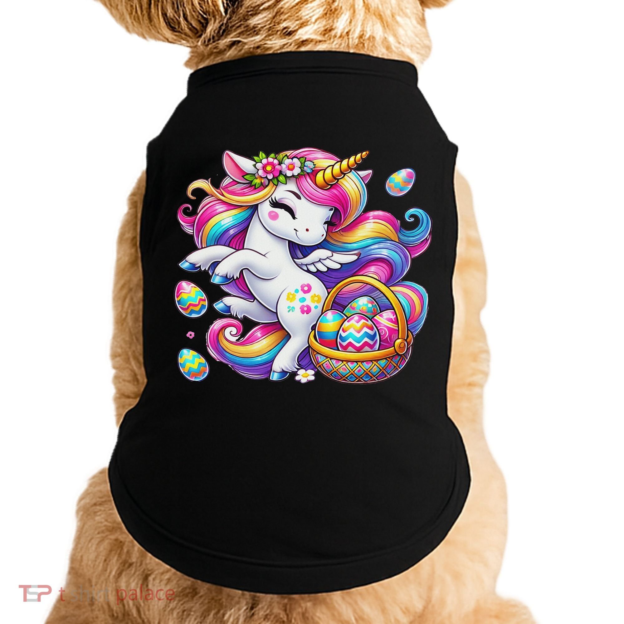 Easter Unicorn With Eggs Happy Easter Cute Doggie Tank