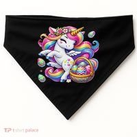 Easter Unicorn With Eggs Happy Easter Cute USA-Made Doggie Bandana thumb 0