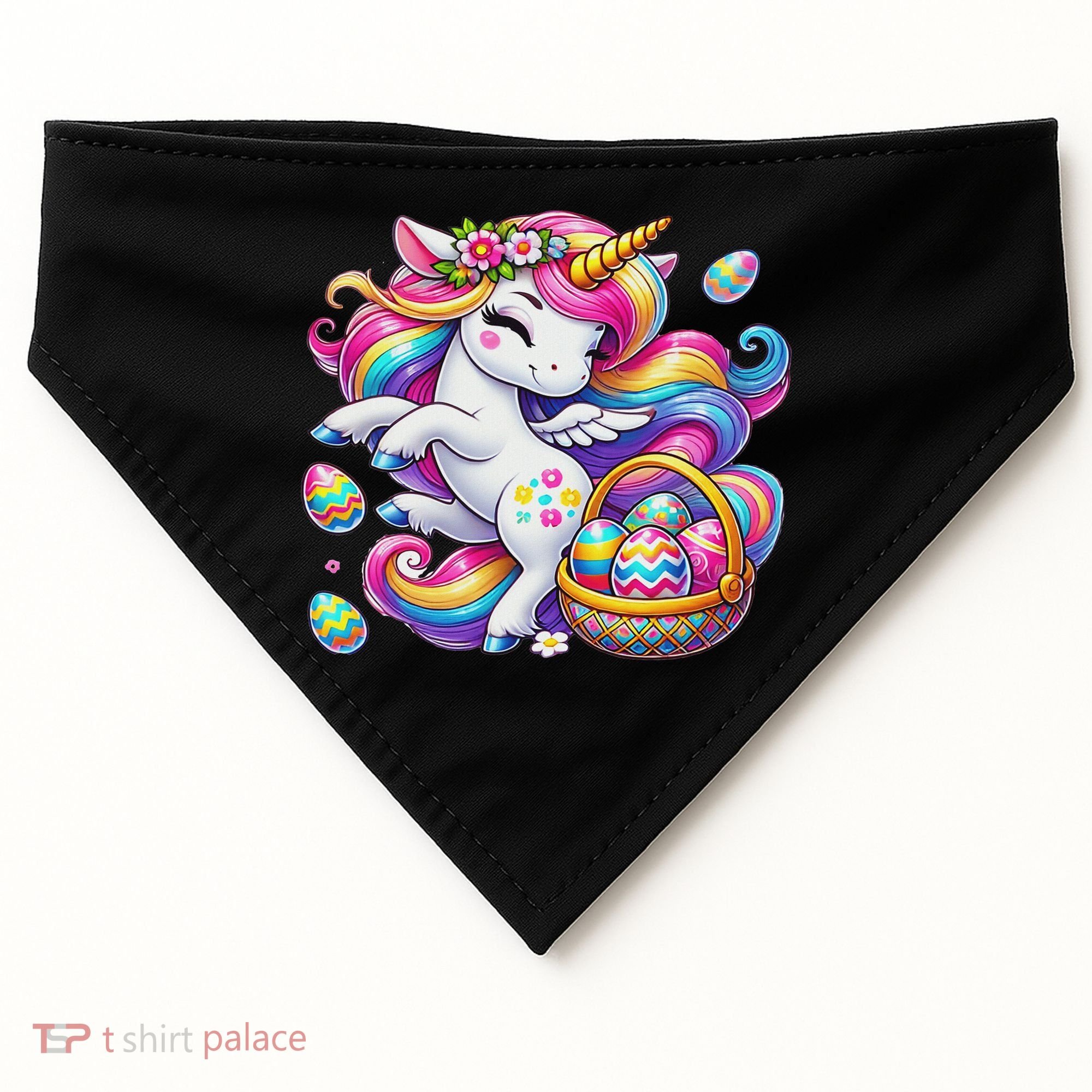 Easter Unicorn With Eggs Happy Easter Cute USA-Made Doggie Bandana