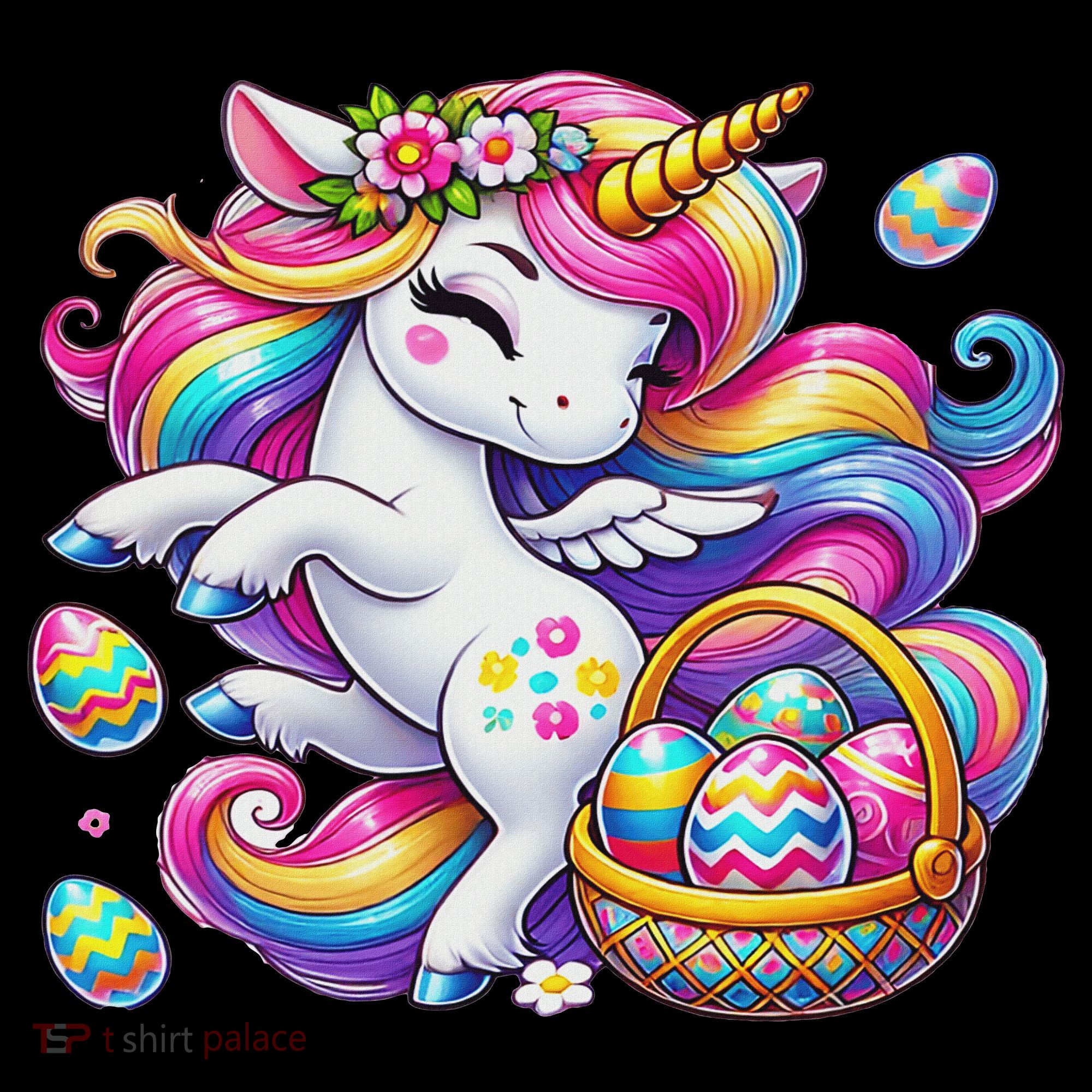 Easter Unicorn With Eggs Happy Easter Cute USA-Made Doggie Bandana
