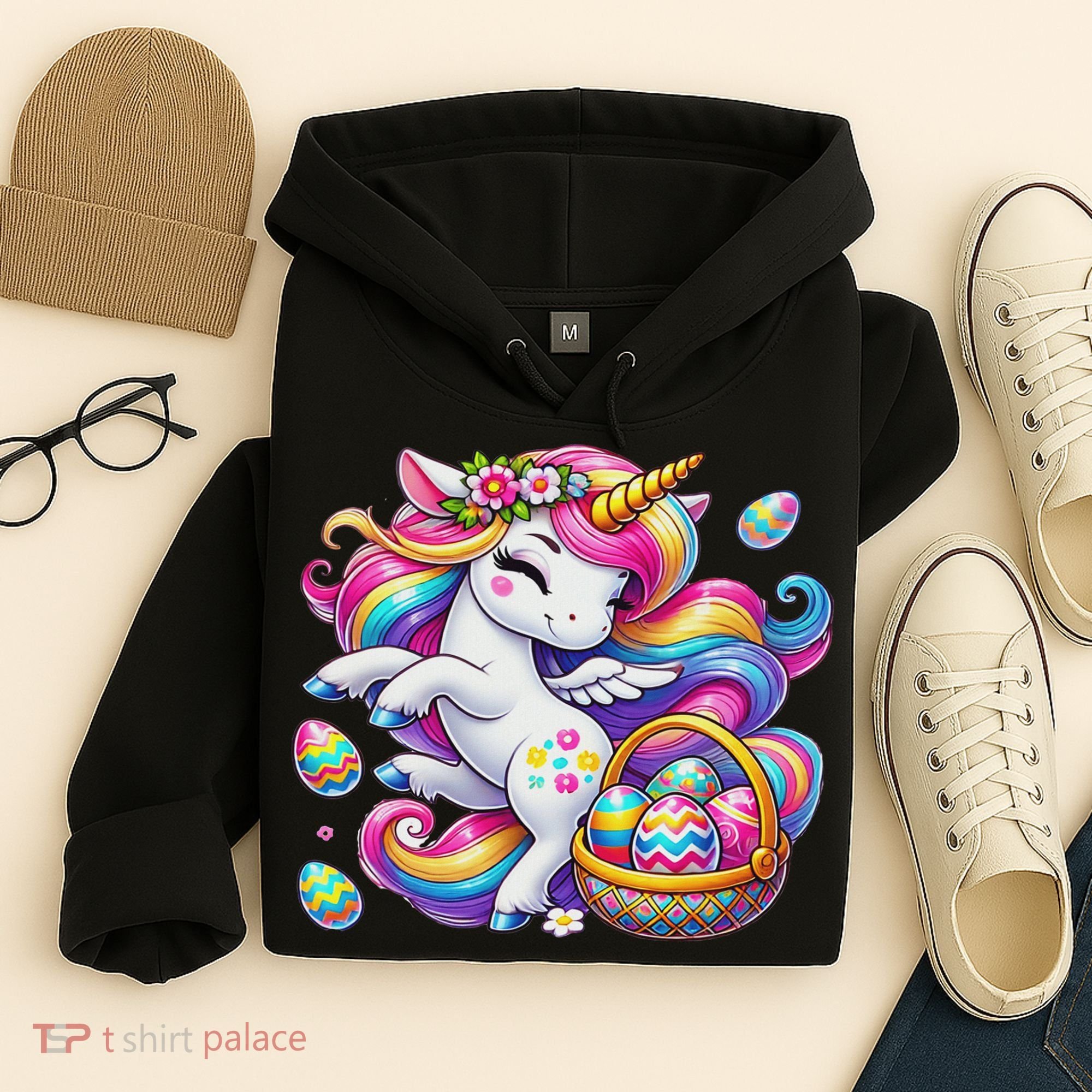 Easter Unicorn With Eggs Happy Easter Cute Hoodie