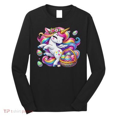 Easter Unicorn With Eggs Happy Easter Cute Long Sleeve Shirt