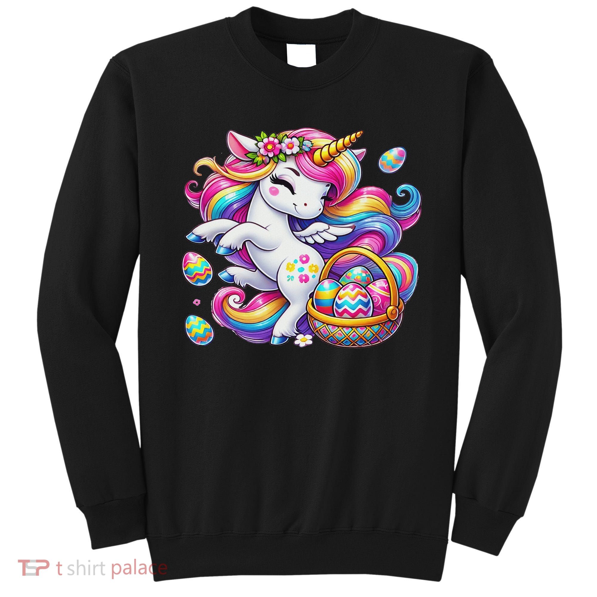Easter Unicorn With Eggs Happy Easter Cute Sweatshirt