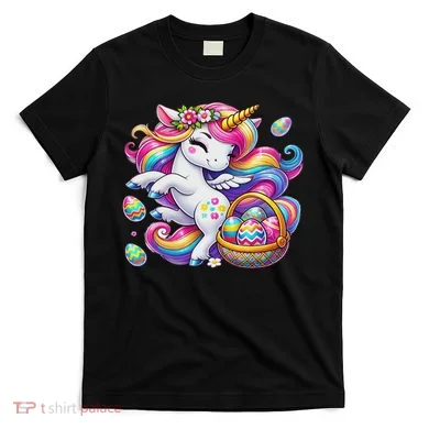 Easter Unicorn With Eggs Happy Easter Cute T-Shirt