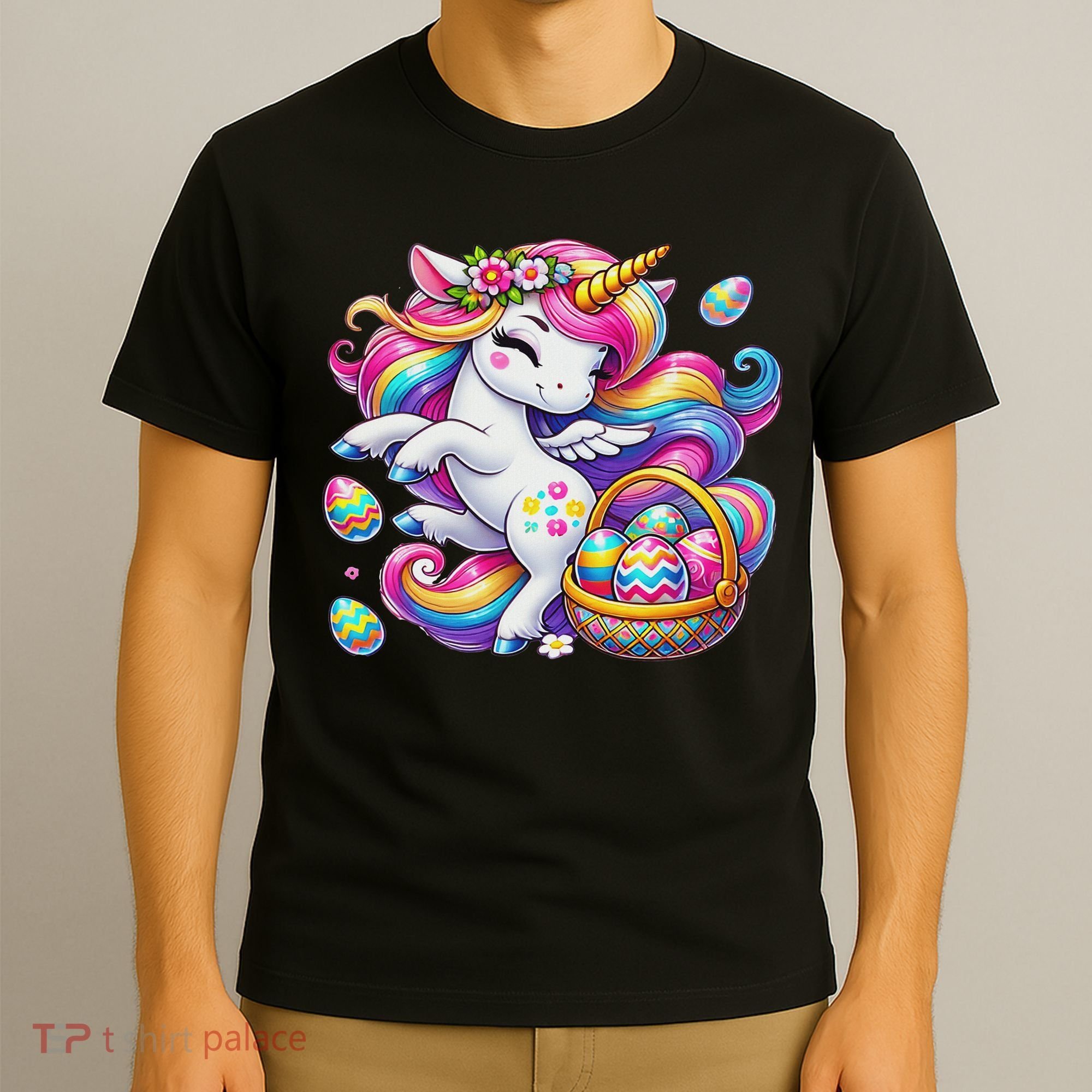 Easter Unicorn With Eggs Happy Easter Cute T-Shirt
