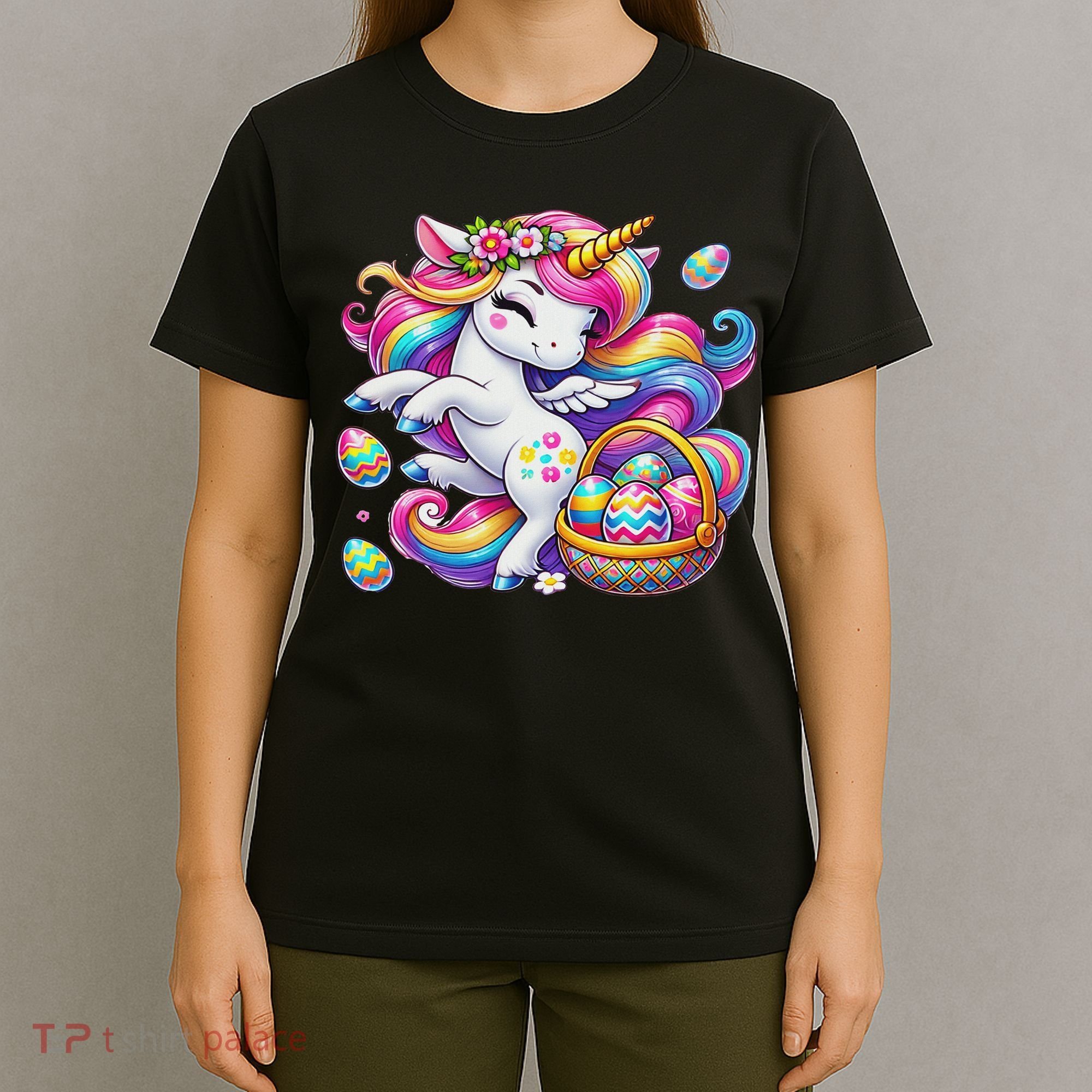 Easter Unicorn With Eggs Happy Easter Cute T-Shirt