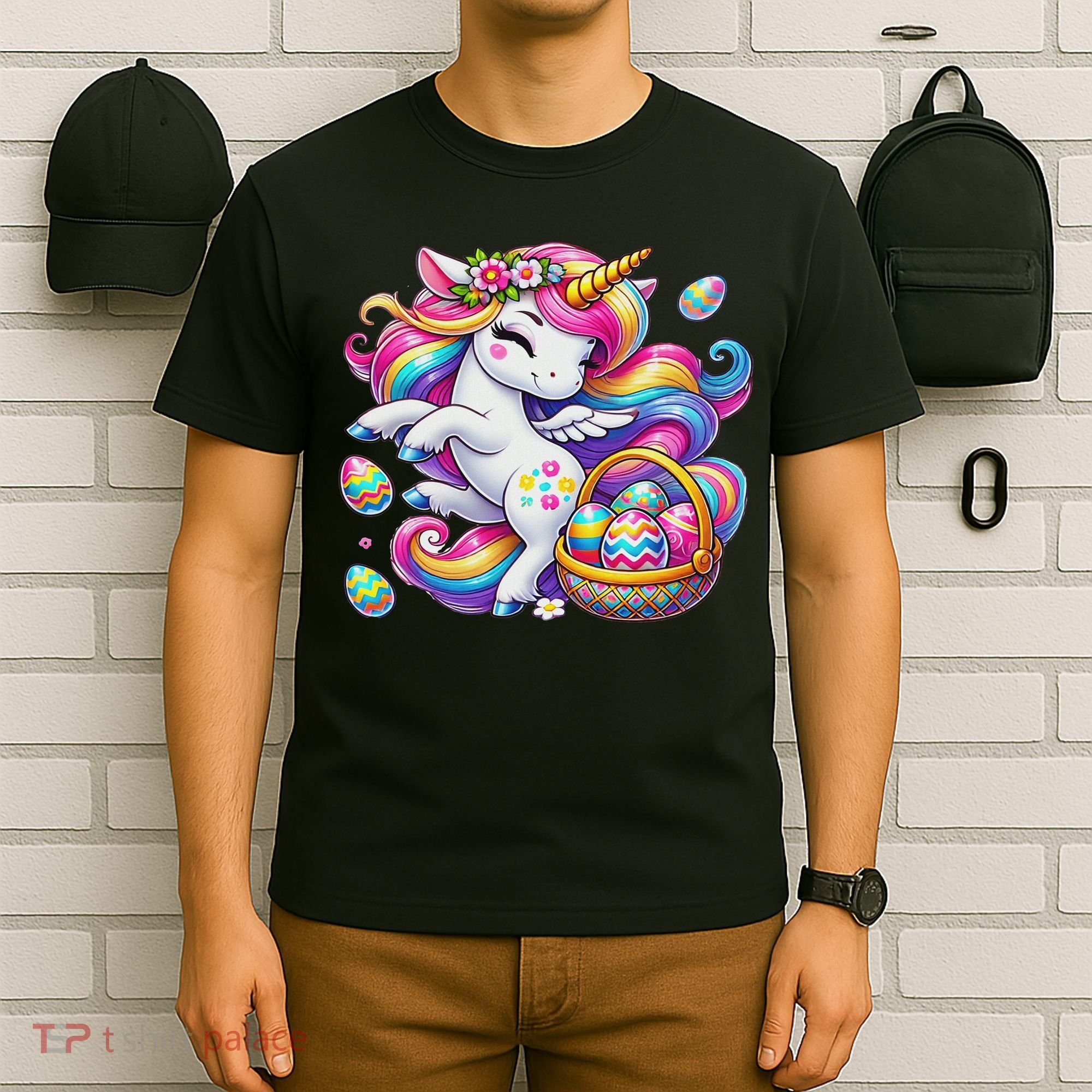 Easter Unicorn With Eggs Happy Easter Cute T-Shirt