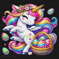 Easter Unicorn With Eggs Happy Easter Cute T-Shirt thumb 7