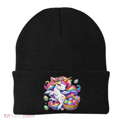 Easter Unicorn With Eggs Happy Easter Cute Beanie