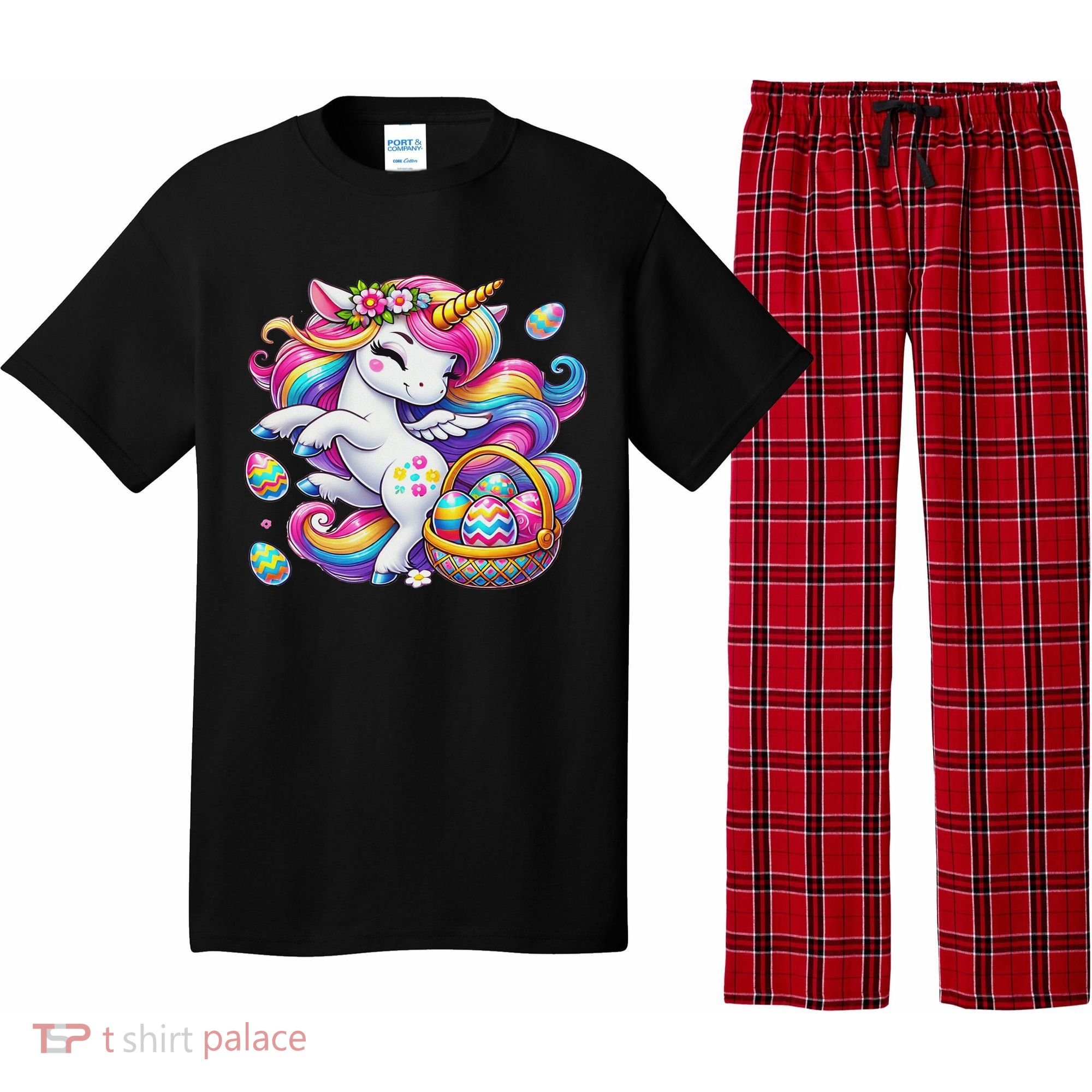 Easter Unicorn With Eggs Happy Easter Cute Pajama Set