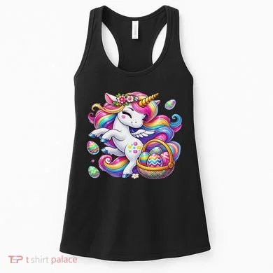 Easter Unicorn With Eggs Happy Easter Cute Women's Tank Top