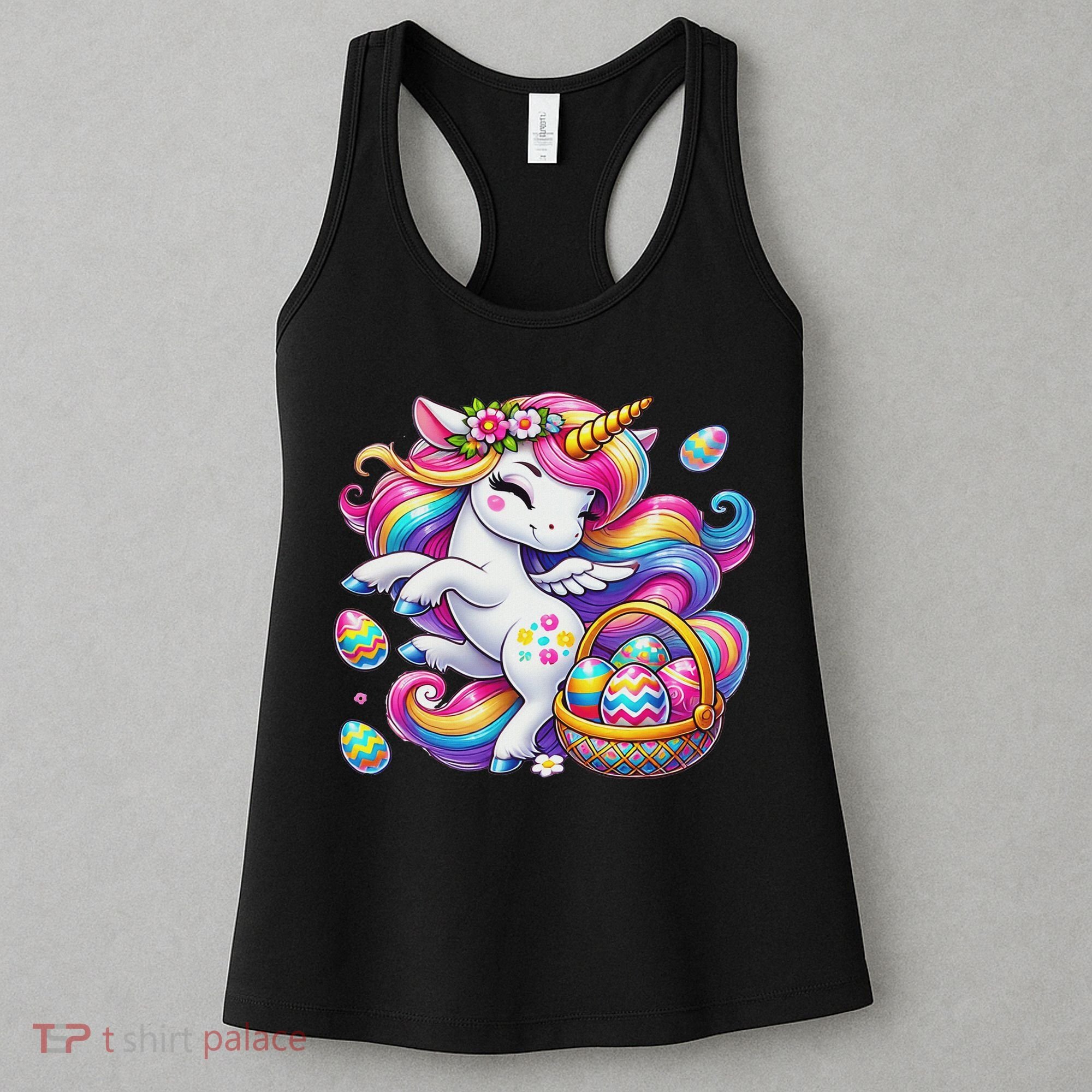 Easter Unicorn With Eggs Happy Easter Cute Women's Tank Top
