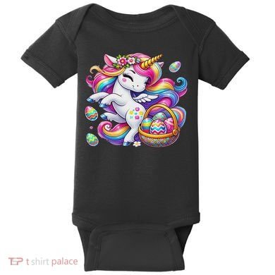 Easter Unicorn With Eggs Happy Easter Cute Baby Bodysuit