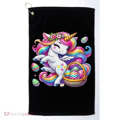 Easter Unicorn With Eggs Happy Easter Cute Golf Towel