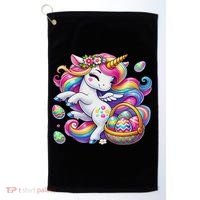 Easter Unicorn With Eggs Happy Easter Cute Golf Towel thumb 0
