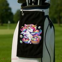 Easter Unicorn With Eggs Happy Easter Cute Golf Towel thumb 2