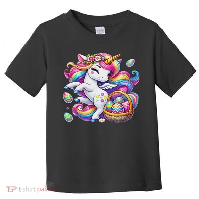 Easter Unicorn With Eggs Happy Easter Cute Toddler T-Shirt