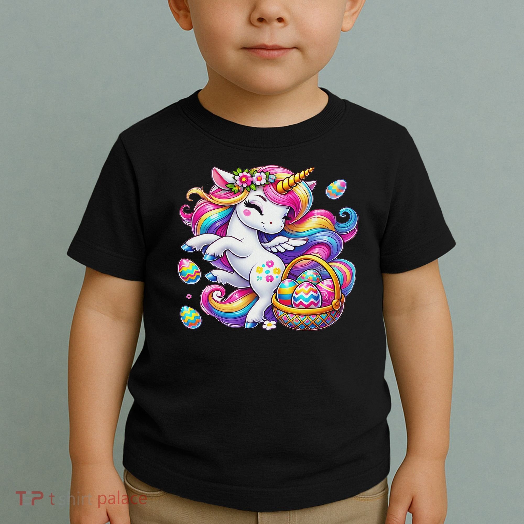 Easter Unicorn With Eggs Happy Easter Cute Toddler T-Shirt