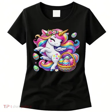 Easter Unicorn With Eggs Happy Easter Cute Women's T-Shirt
