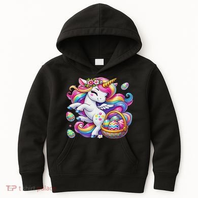 Easter Unicorn With Eggs Happy Easter Cute Kids Hoodie