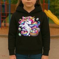 Easter Unicorn With Eggs Happy Easter Cute Kids Hoodie thumb 3