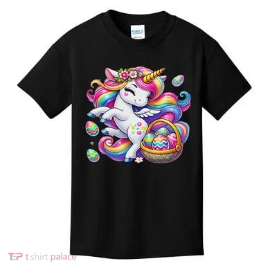 Easter Unicorn With Eggs Happy Easter Cute Kids T-Shirt