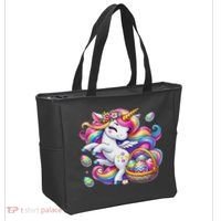Easter Unicorn With Eggs Happy Easter Cute Tote Bag thumb 2