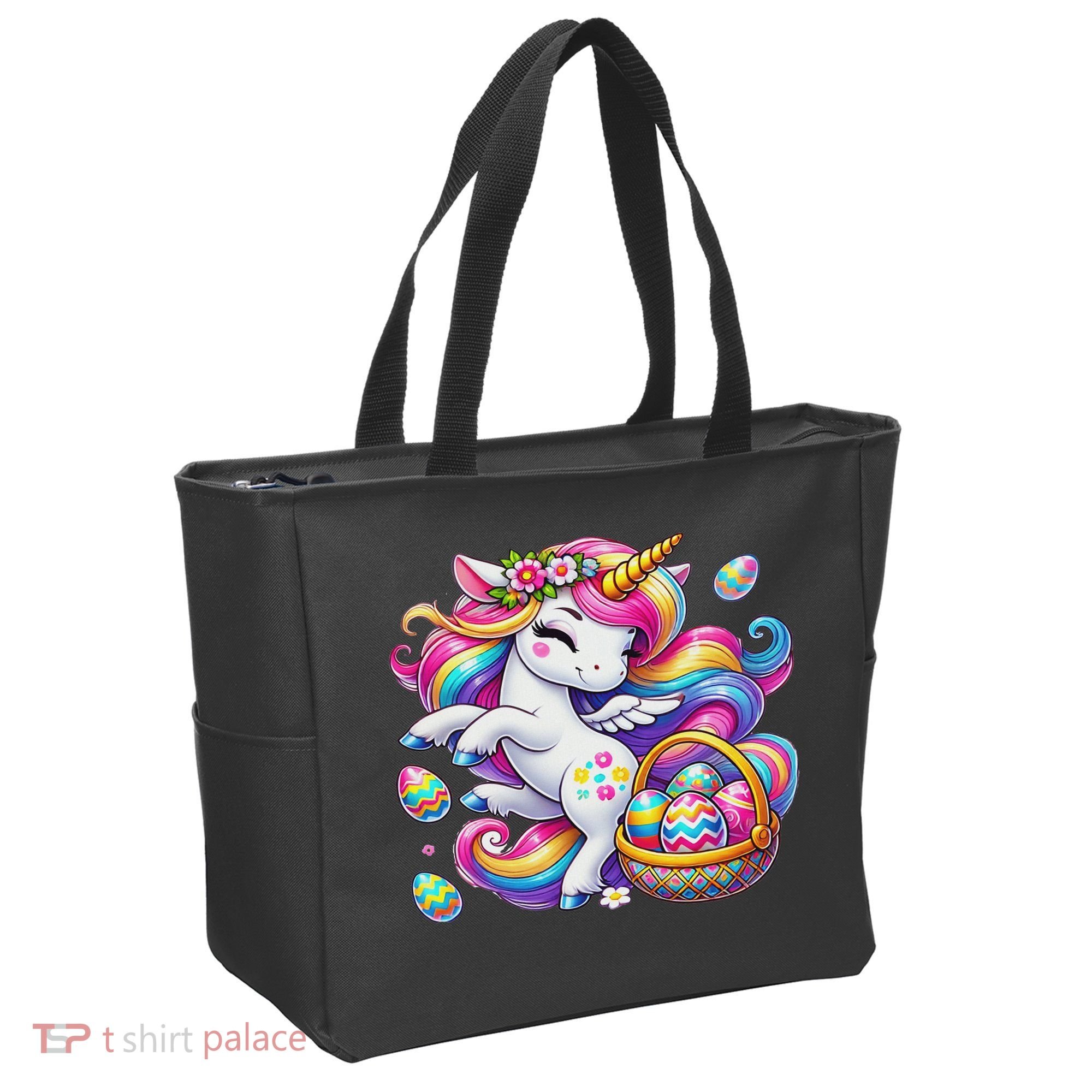 Easter Unicorn With Eggs Happy Easter Cute Tote Bag