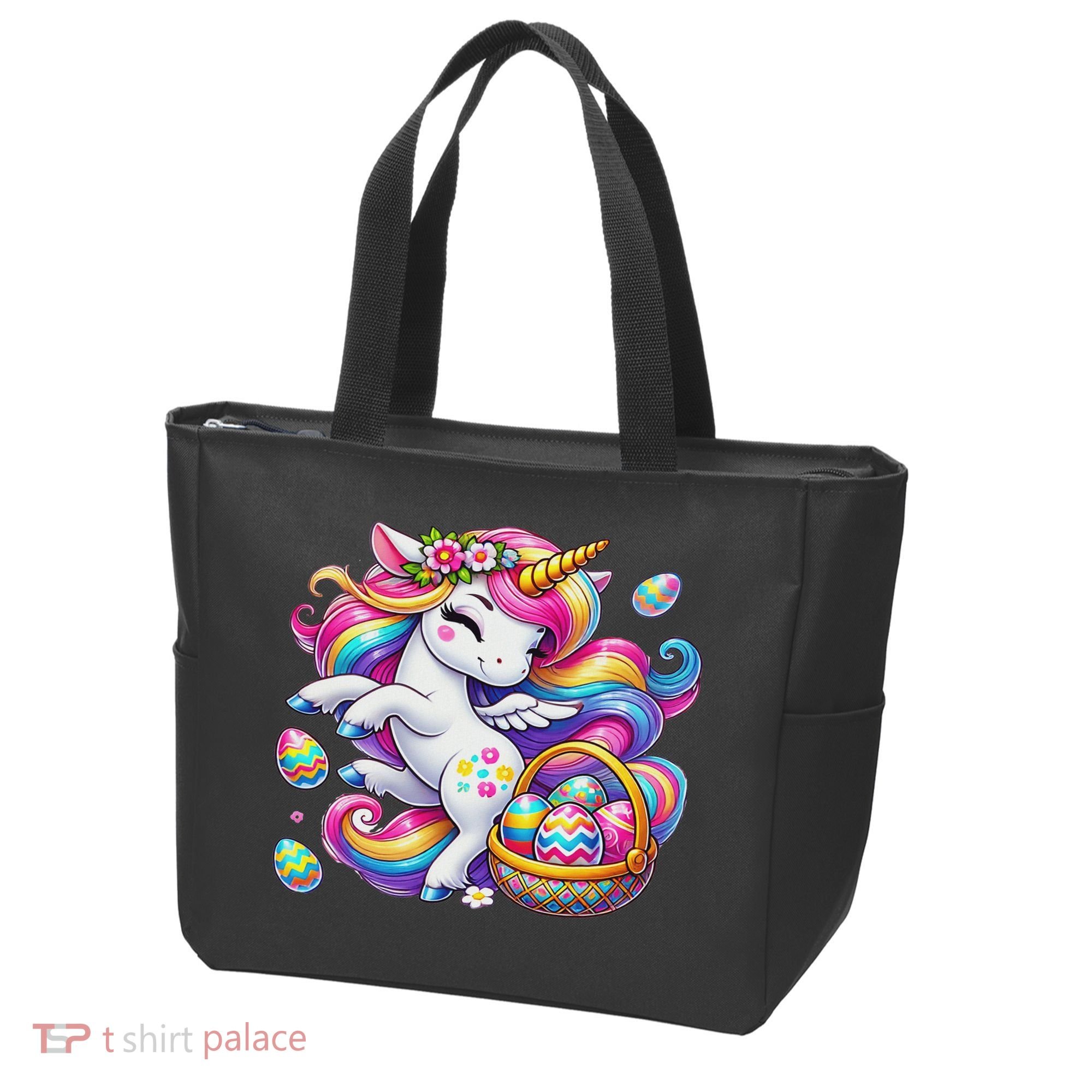 Easter Unicorn With Eggs Happy Easter Cute Tote Bag