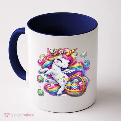 Easter Unicorn With Eggs Happy Easter Cute Coffee Mug