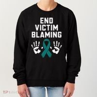 End Victim Blaming Funny Sexual Assault Awareness Month Women's Sweatshirt thumb 0