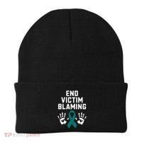End Victim Blaming Funny Sexual Assault Awareness Month Beanie thumb 0