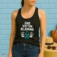 End Victim Blaming Funny Sexual Assault Awareness Month Women's Tank Top thumb 2