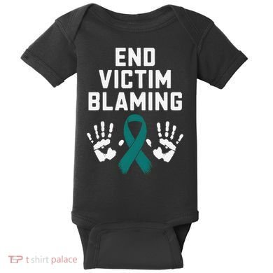 End Victim Blaming Funny Sexual Assault Awareness Month Baby Bodysuit
