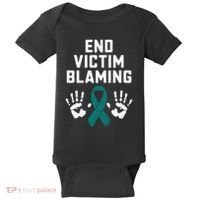End Victim Blaming Funny Sexual Assault Awareness Month Baby Bodysuit thumb 0