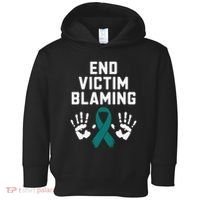 End Victim Blaming Funny Sexual Assault Awareness Month Toddler Hoodie thumb 0